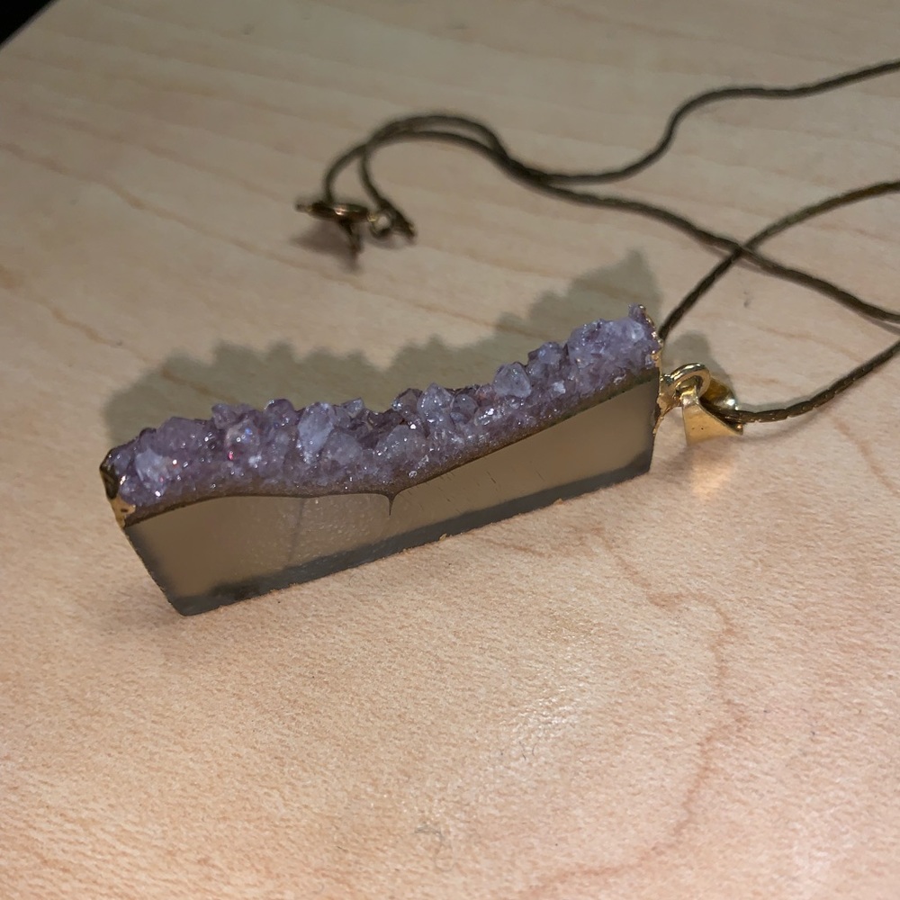 Natural agate slice necklace natural stone boho